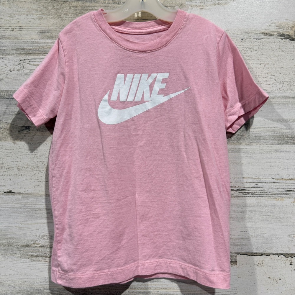 Nike T-Shirt Kids Small Pink Short Sleeve Logo Athletic Sportswear EUC